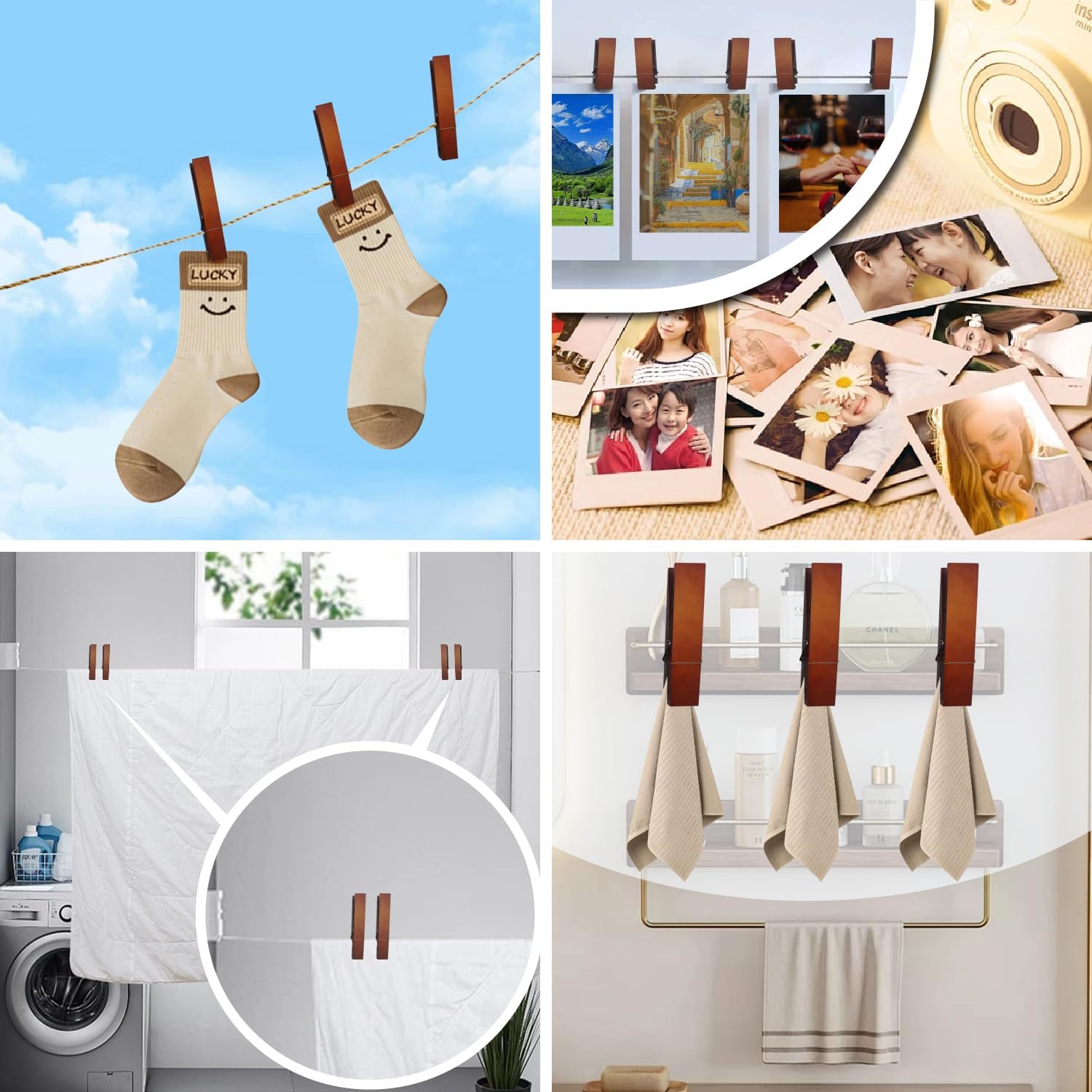 Wood Towel Hooks for Bathroom Dark Brown L Size