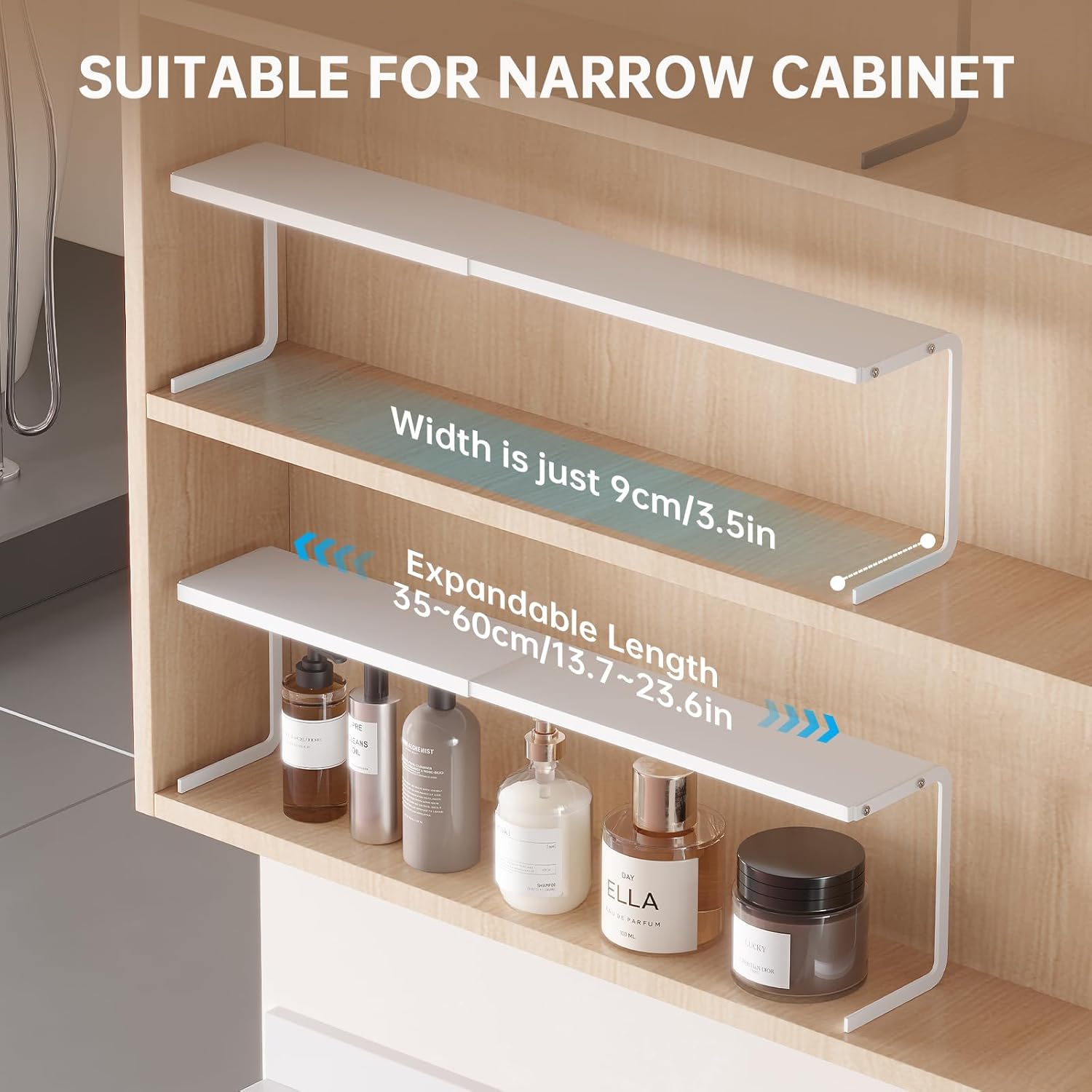 WOCHUANGSI Expandable Medicine Cabinet Shelf White L137-236W354H59