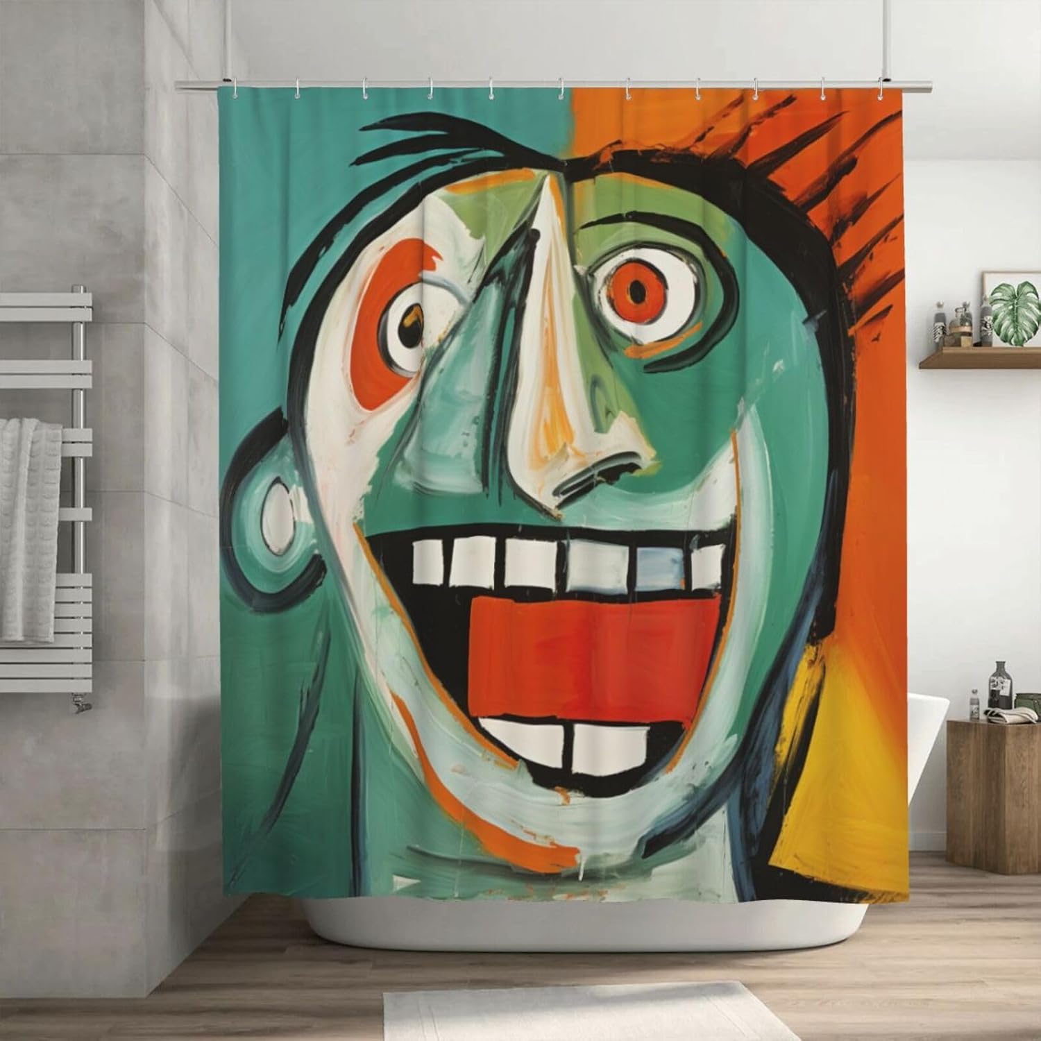 Laughing Boy Boho Shower Curtain Set with 12 Hooks 72x72in
