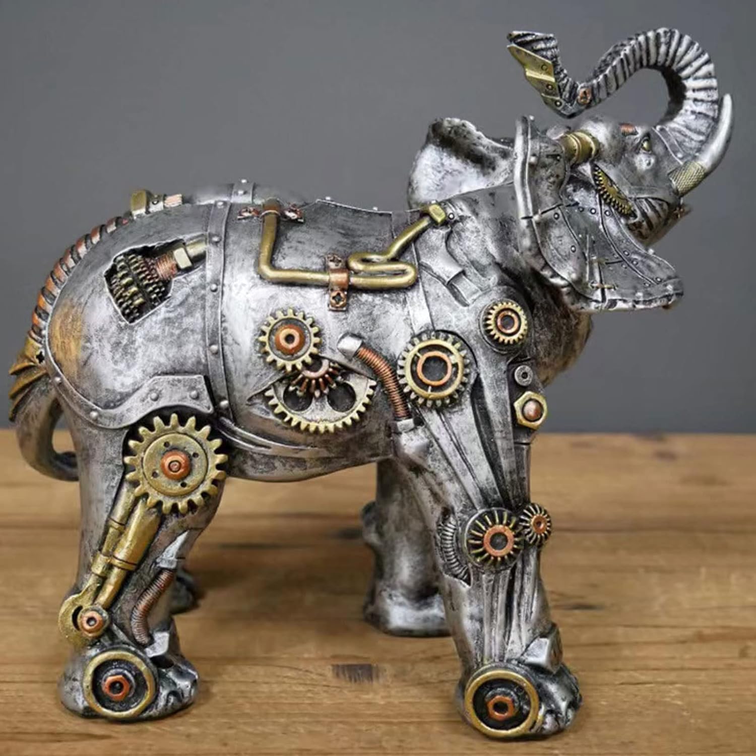 Steampunk Style Elephant Sculpture Modern Home Decor Resin Statue