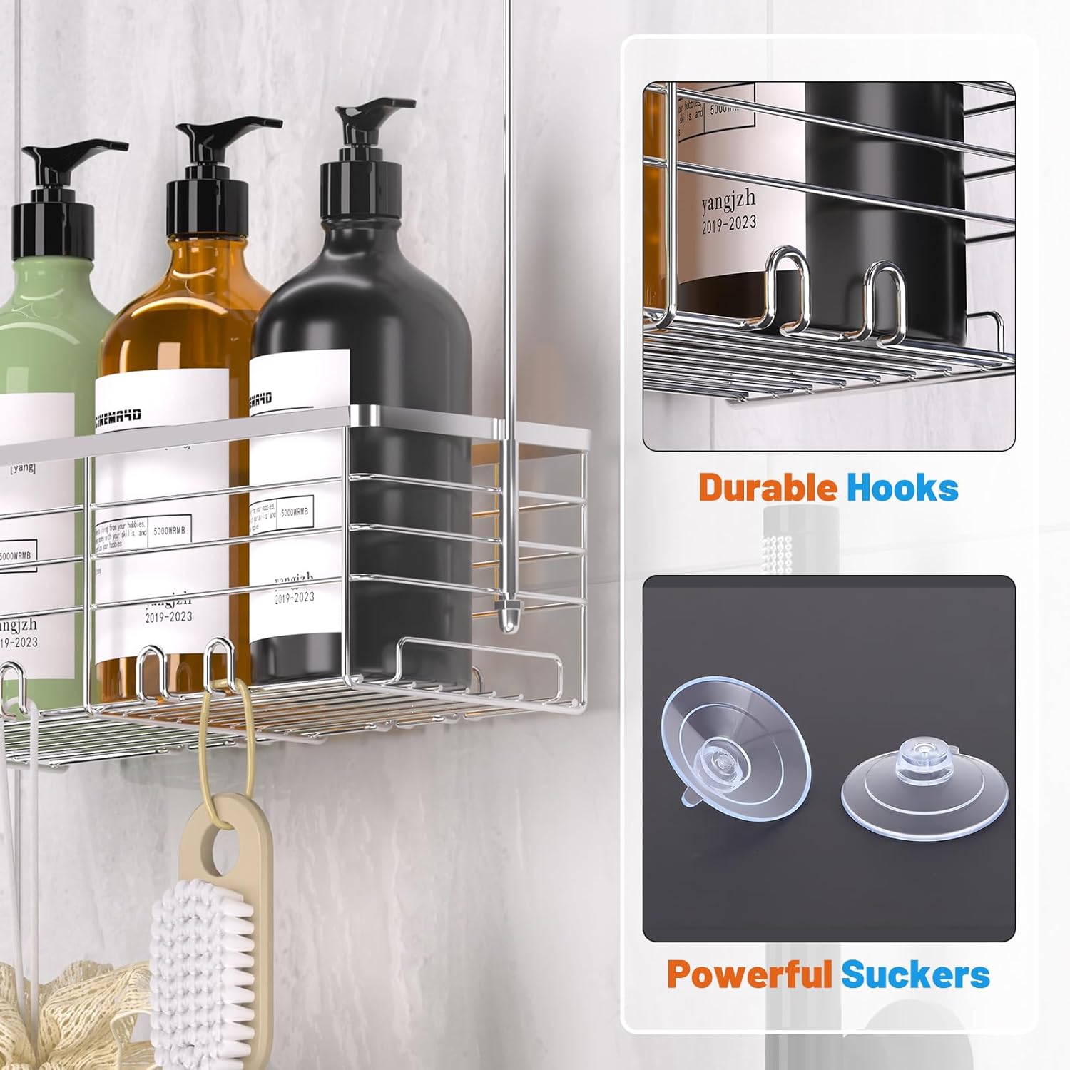 YUOROS 304 Stainless Steel Shower Caddy Over Door Organizer