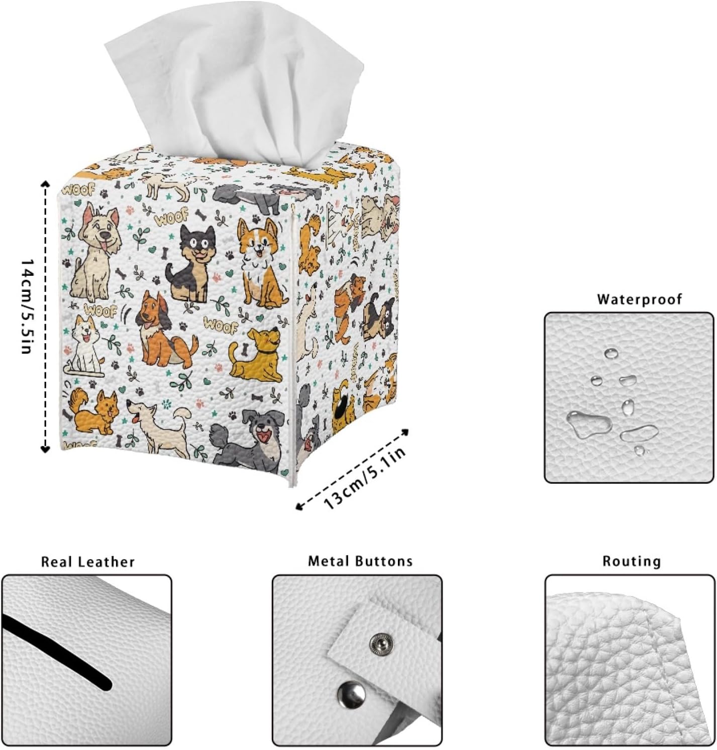 AFPANQZ Funny Cartoon Dogs Tissue Box Holder