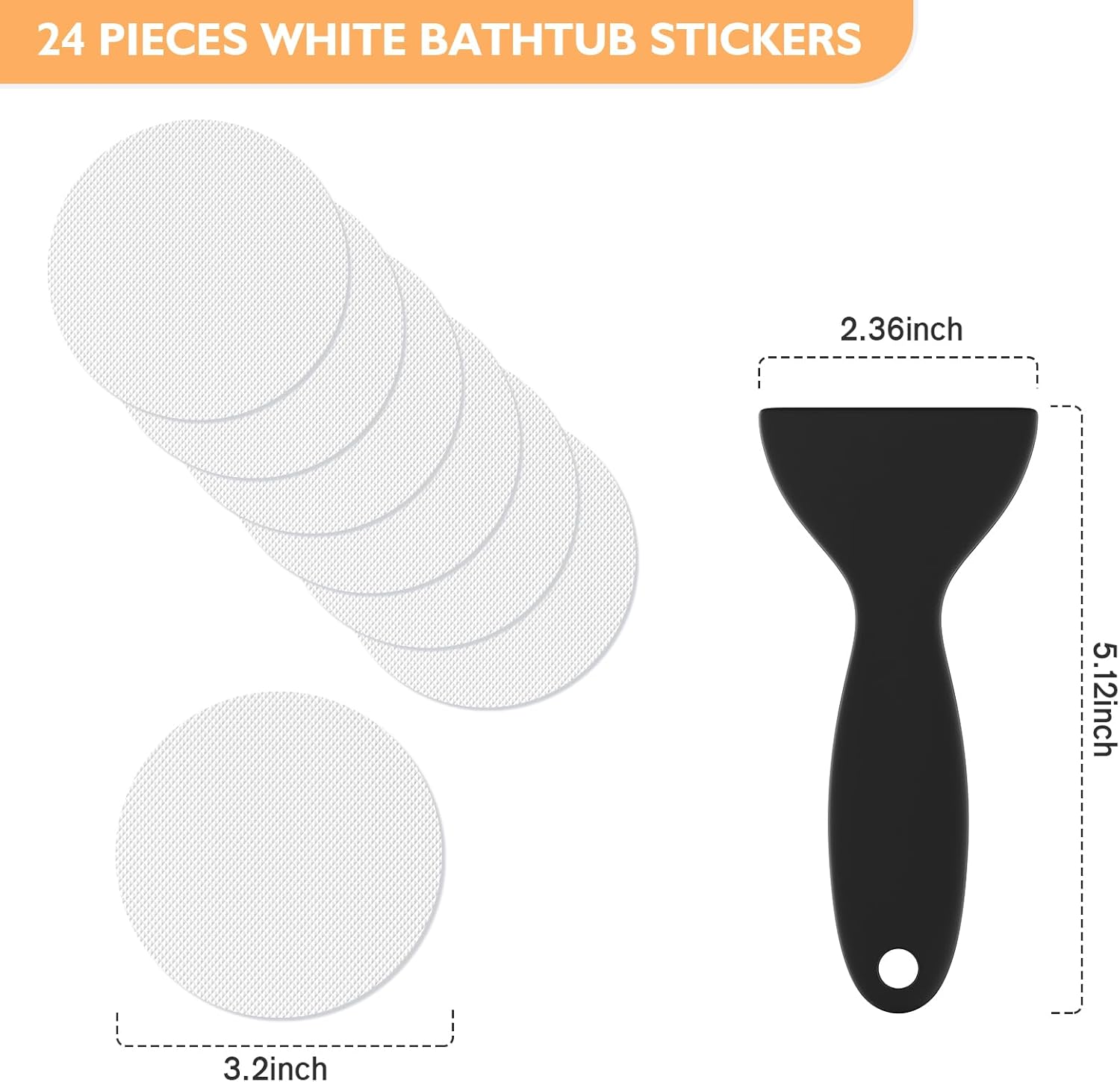 Non-Slip Bathtub Stickers 24 PCS with Scraper for Safety