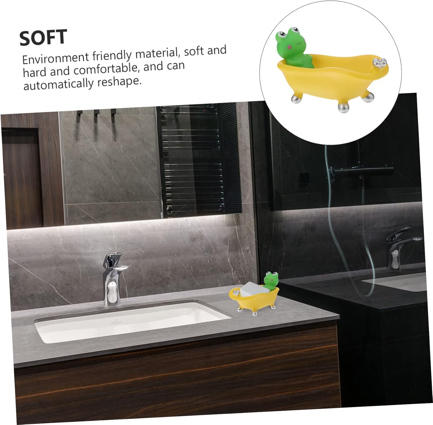 SHOWERORO 1pc Frog Soap Holder Drain Tray