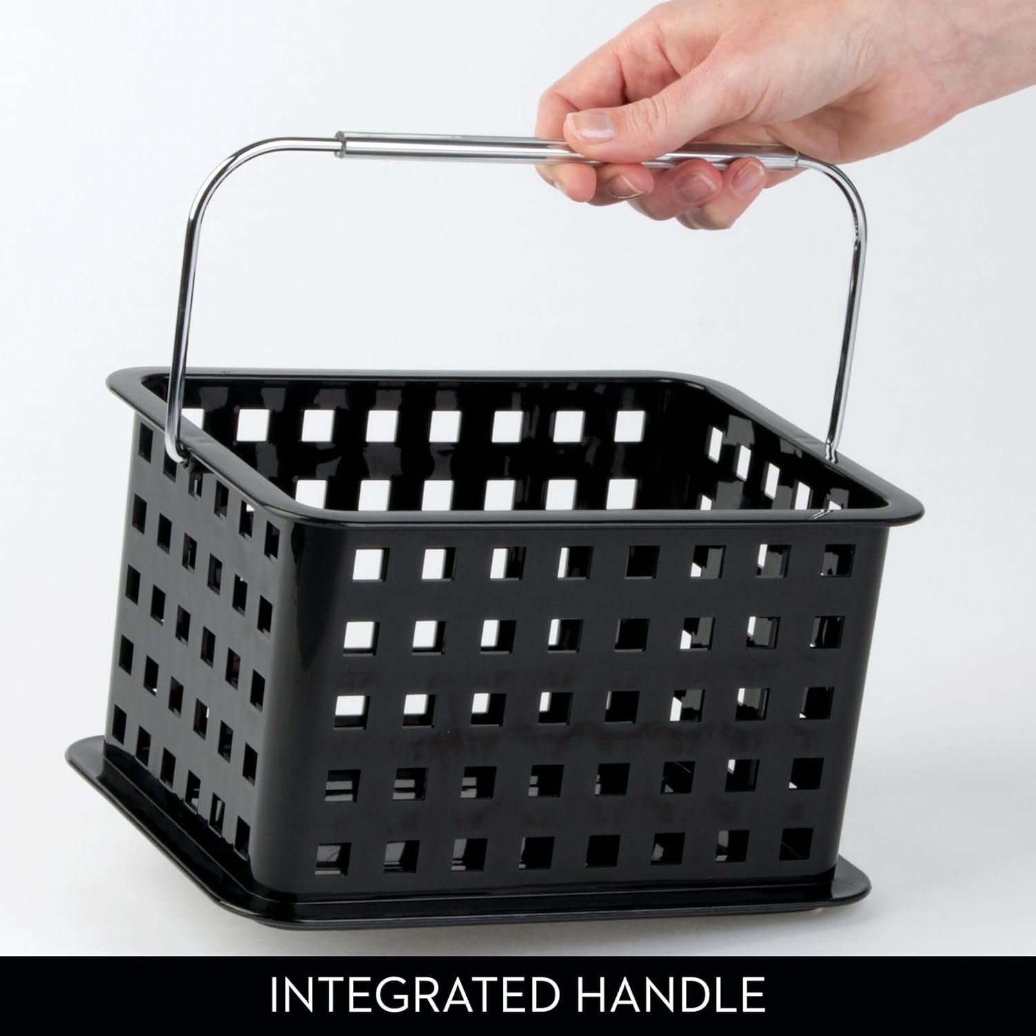 InterDesign Portable Shower Caddy with Black Plastic Basket and Carry Handle
