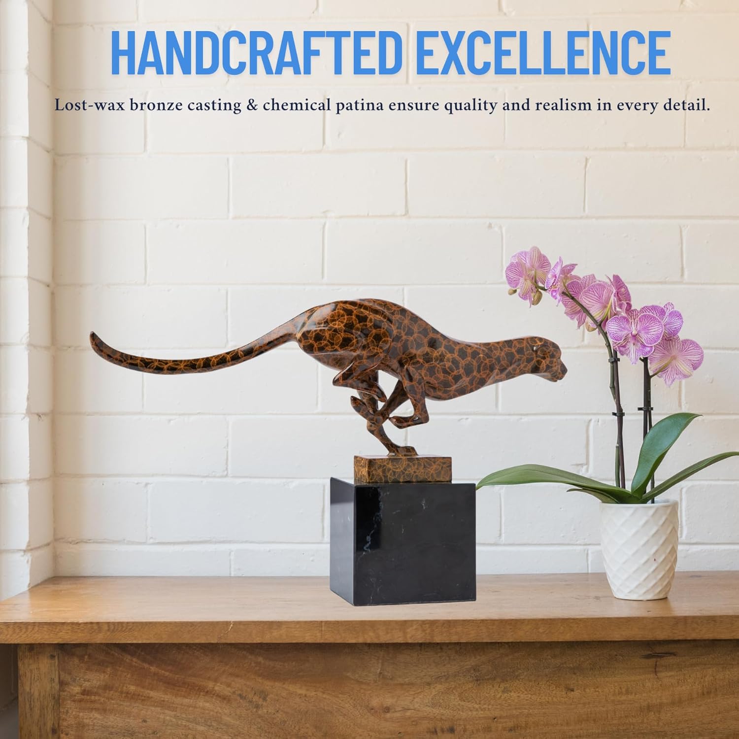 Bronze Cheetah Running Statue 126 Art Deco Sculpture