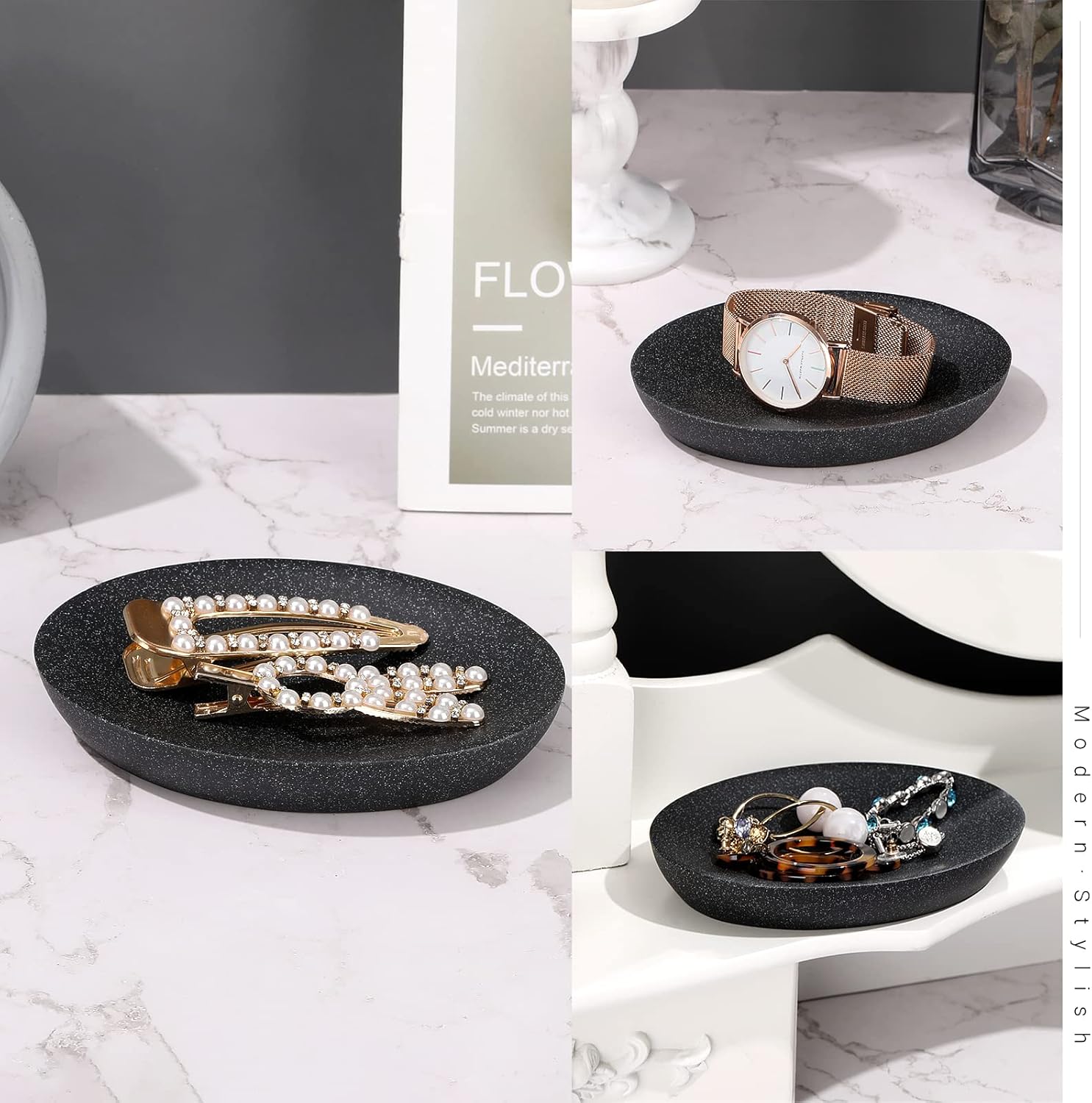 Shinowa Gravel Black Soap Dish - Mini Resin Storage Tray