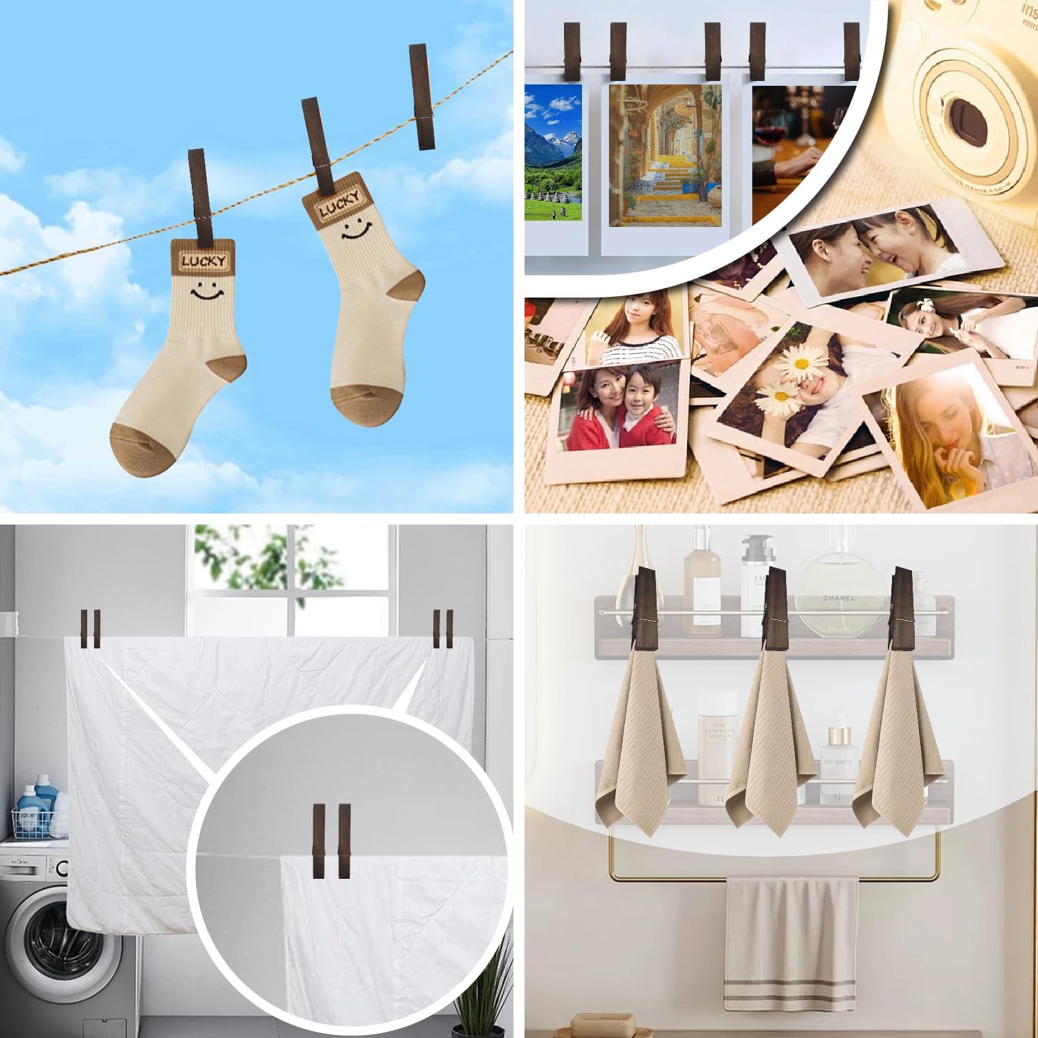 Wooden Towel Hooks for Bathroom Dark Coffee Large Size