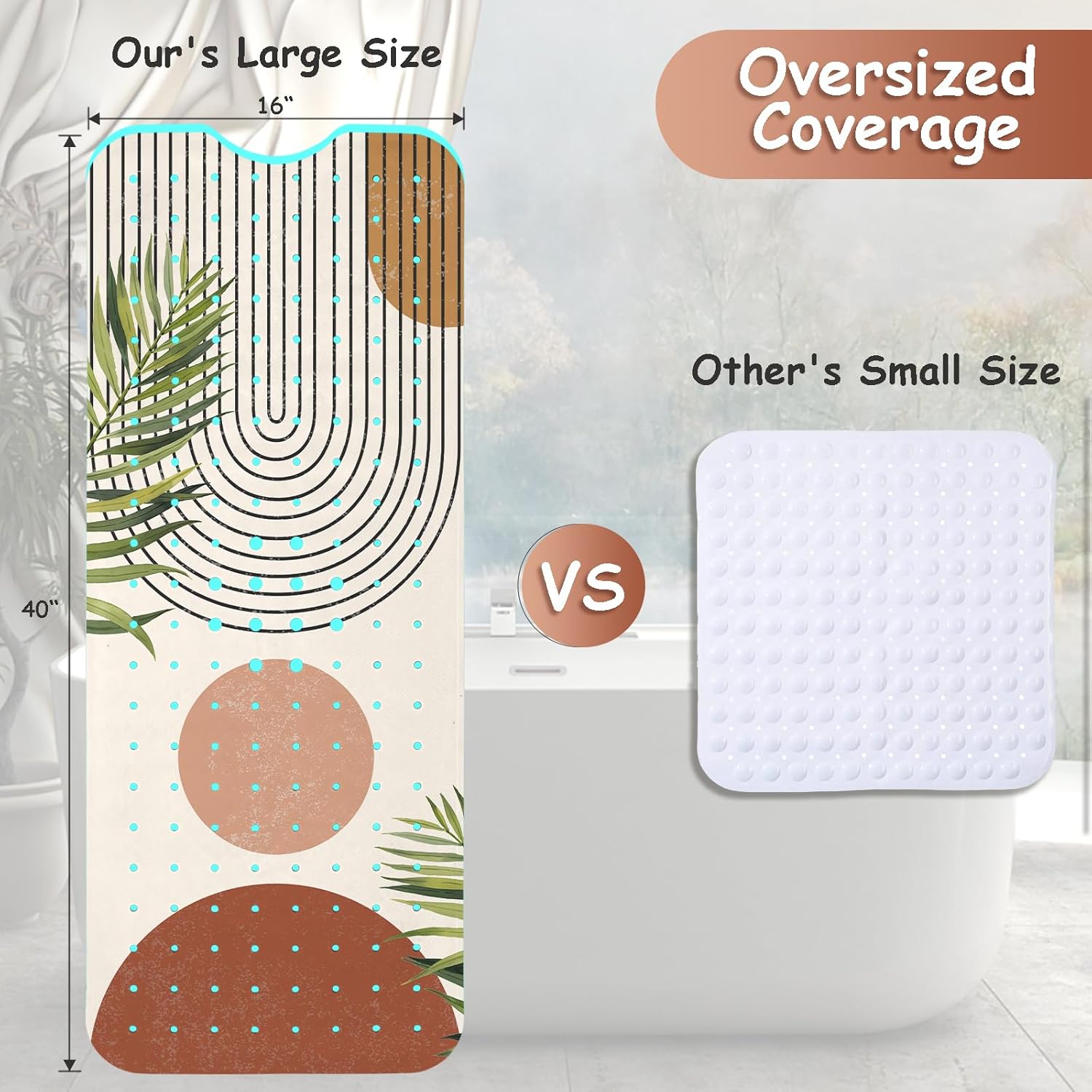 Boho Style Non Slip Bathtub Mat with Suction Cups