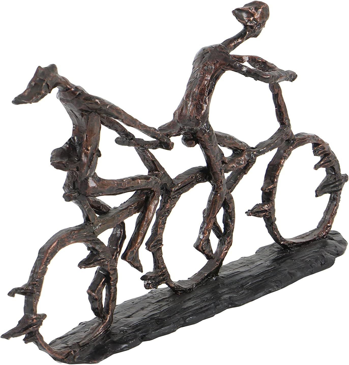 Deco 79 Polystone People Statue with Bike Brass