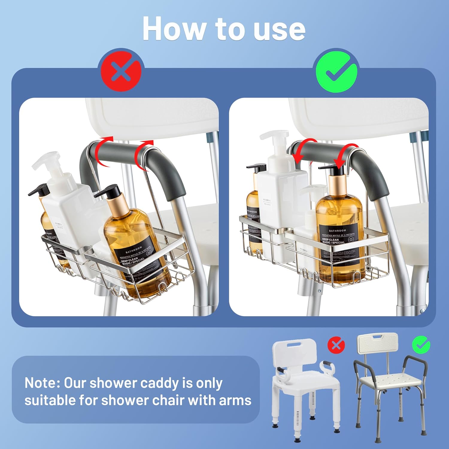 YUOROS Shower Caddy for Chair 304 Stainless Steel Organizer