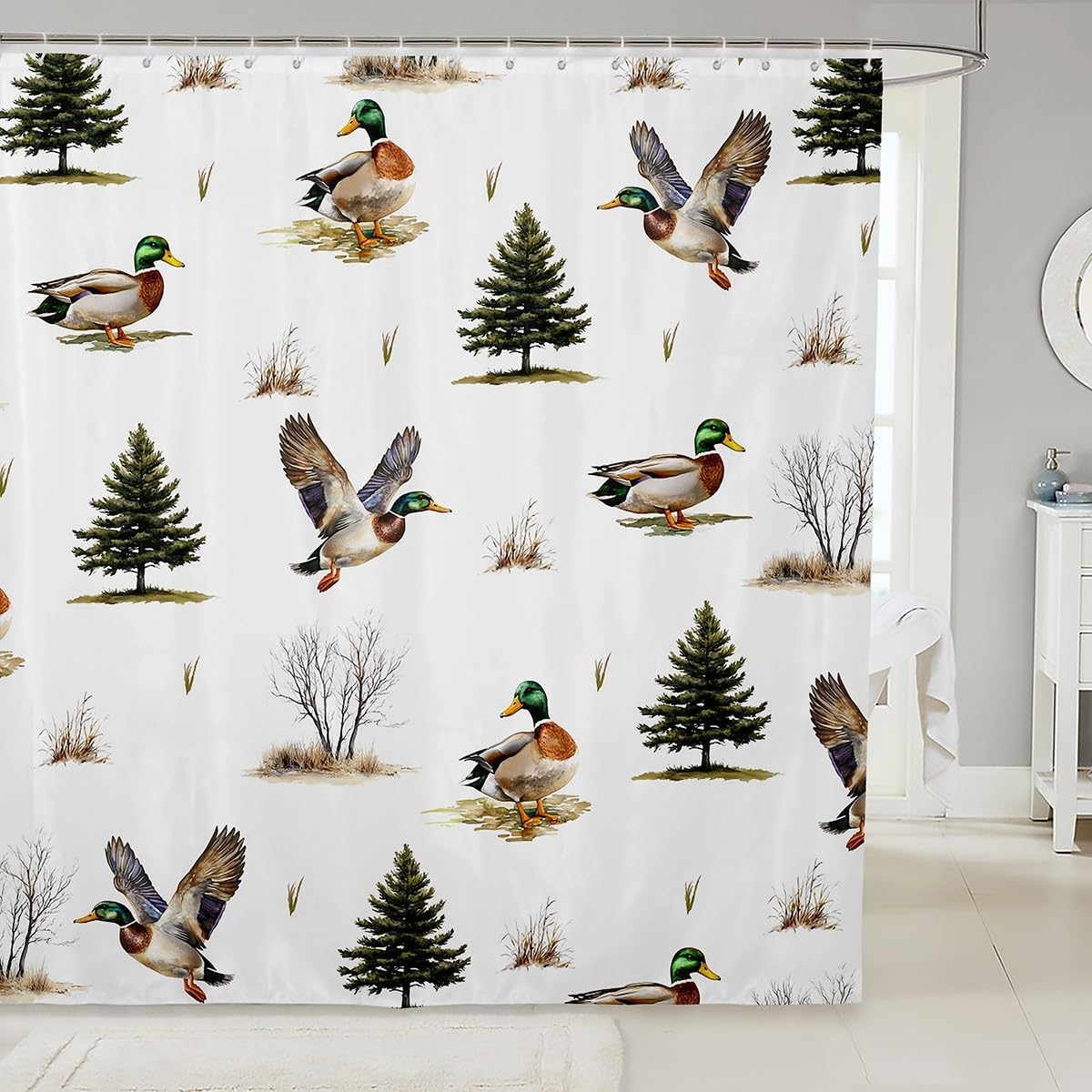 Erosebridal Mallard Duck Hunter Shower Curtain Set