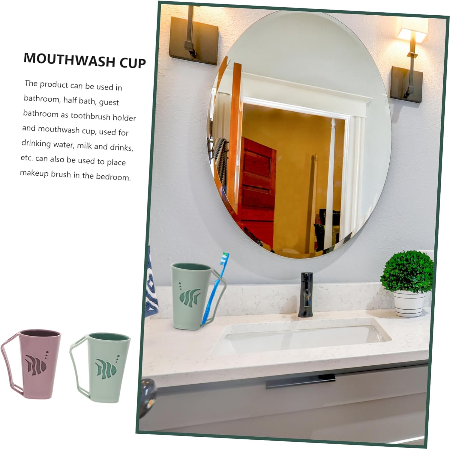 Beatifufu Bathroom Rinsing Cups 2 Pcs Toothbrush Holder 1
