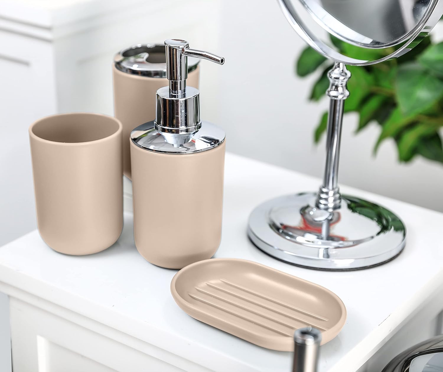 Moss Stone 6 Piece Bathroom Accessory Set - Beige