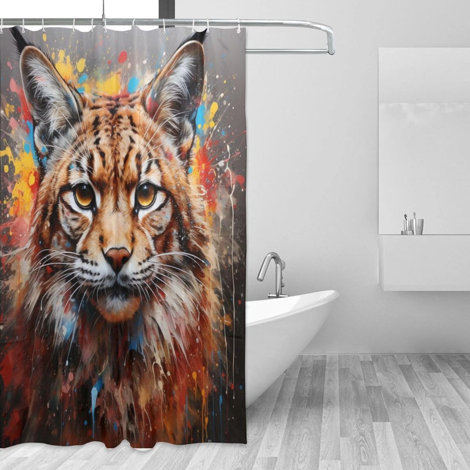 DAOWANGZUO Bobcat Shower Curtain Set 72x72in 1