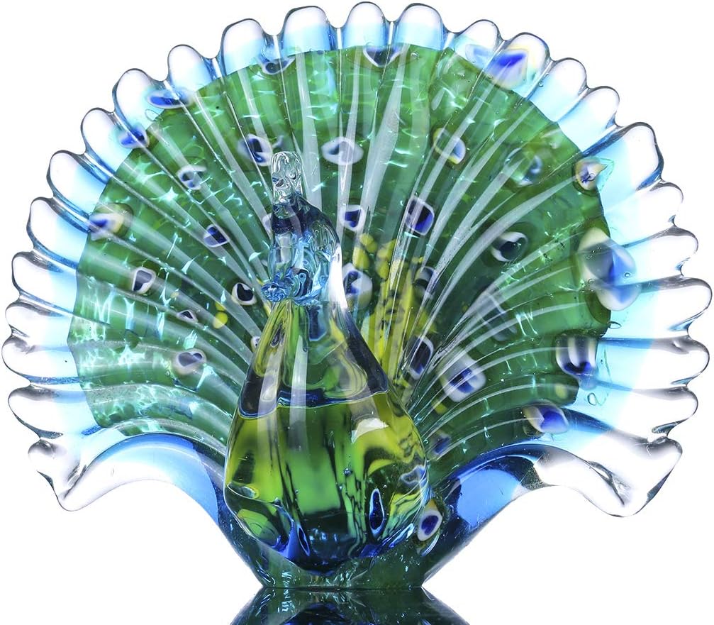 Crystalsuncatcher Peacock Art Glass Table Top Sculpture