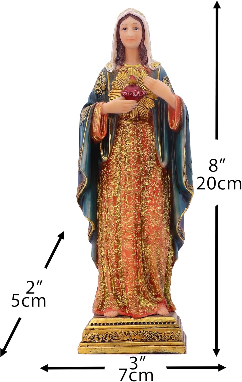 Zayton Virgin Mary Statue Resin Sculpture 8 Inch