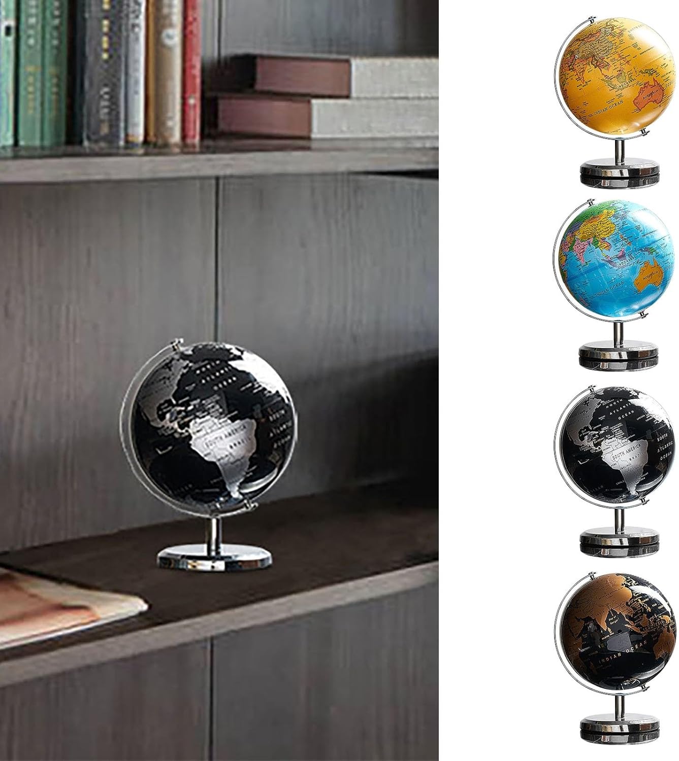 World Globe 360 Rotating Statue Decor Figurine