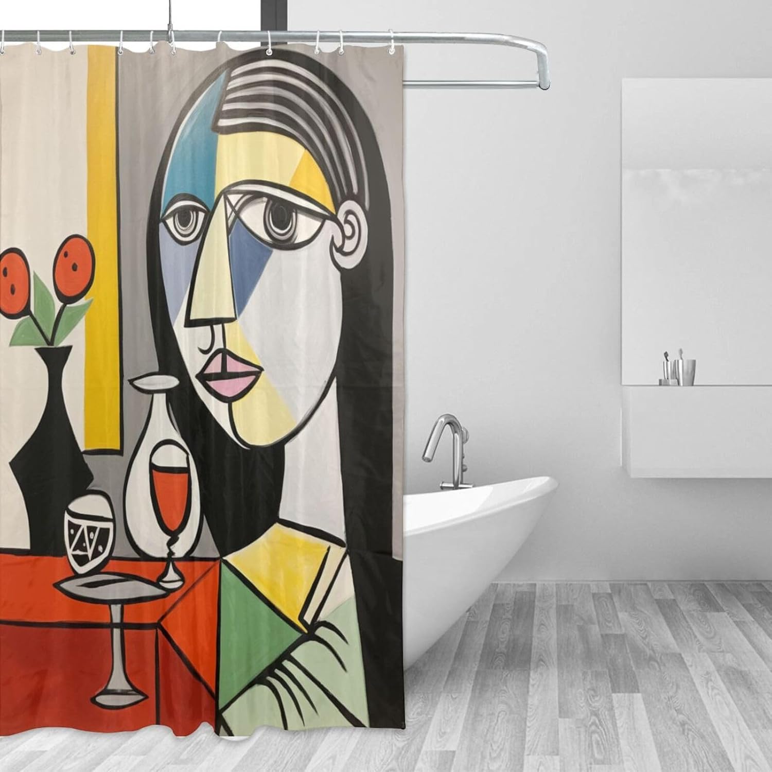 DAOWANGZUO Female Face Shower Curtain Set with 12 Hooks