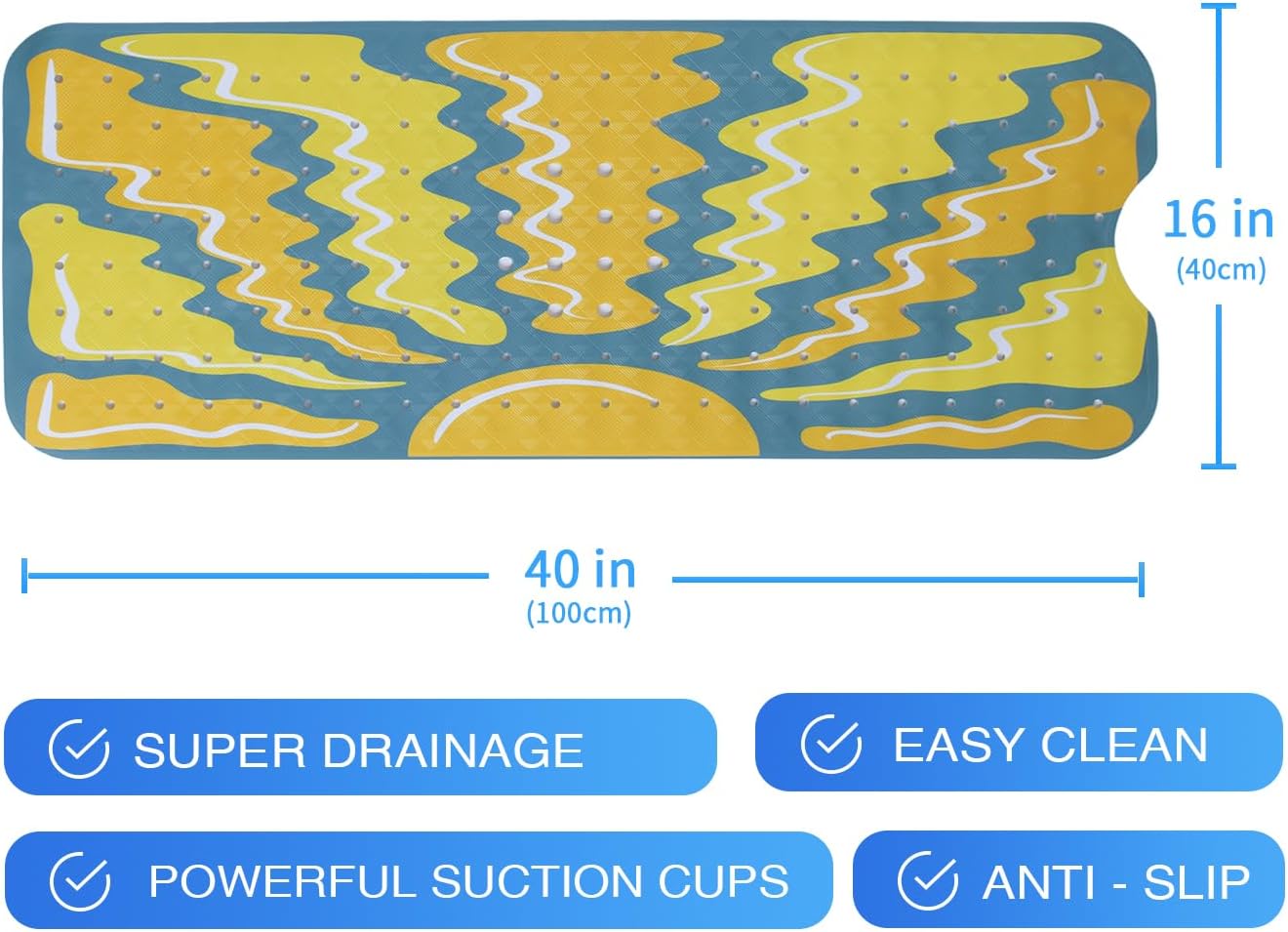 Denifeiya Boho Sun Bathtub Mat Non Slip for Kids