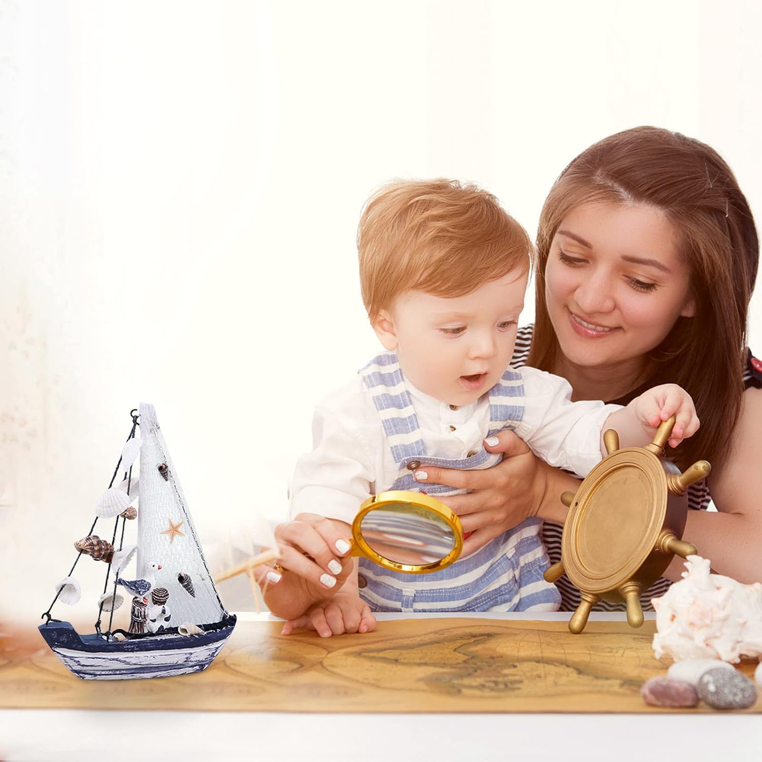 Mini Wooden Beach Statue - Home Decor Fireplace Decor