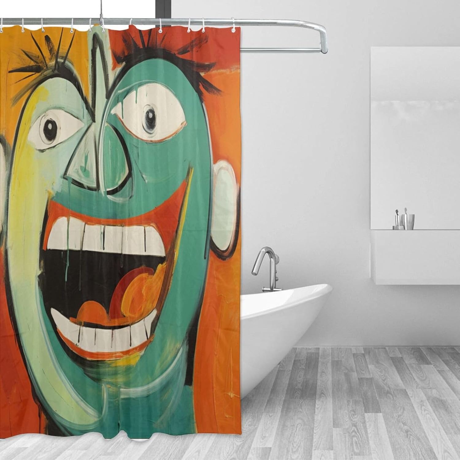 Laughing Boy Shower Curtain Set with 12 Hooks