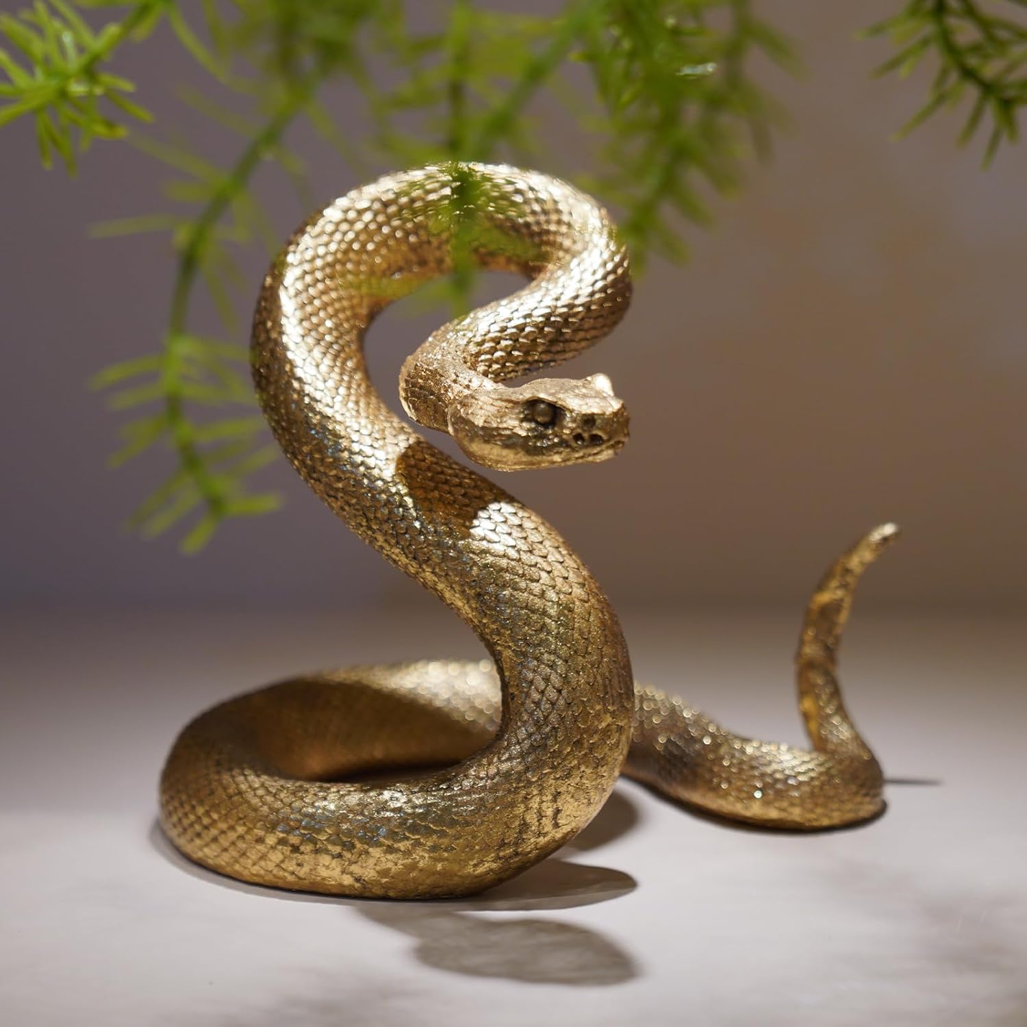 Guichifun Gold Resin Snake Statue - Chinese New Year Home Decor