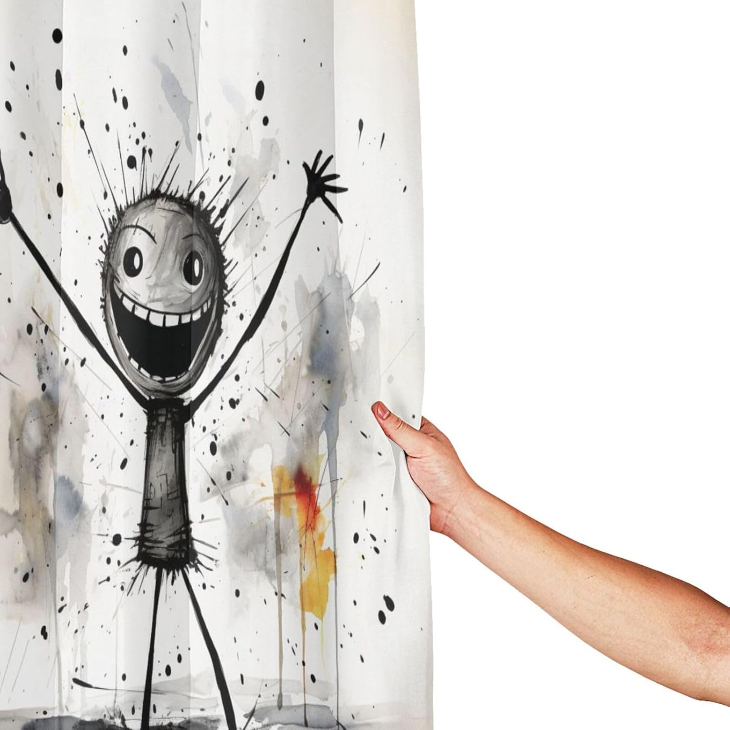 Abstract Boy Shower Curtain Set with 12 Hooks 72x72in