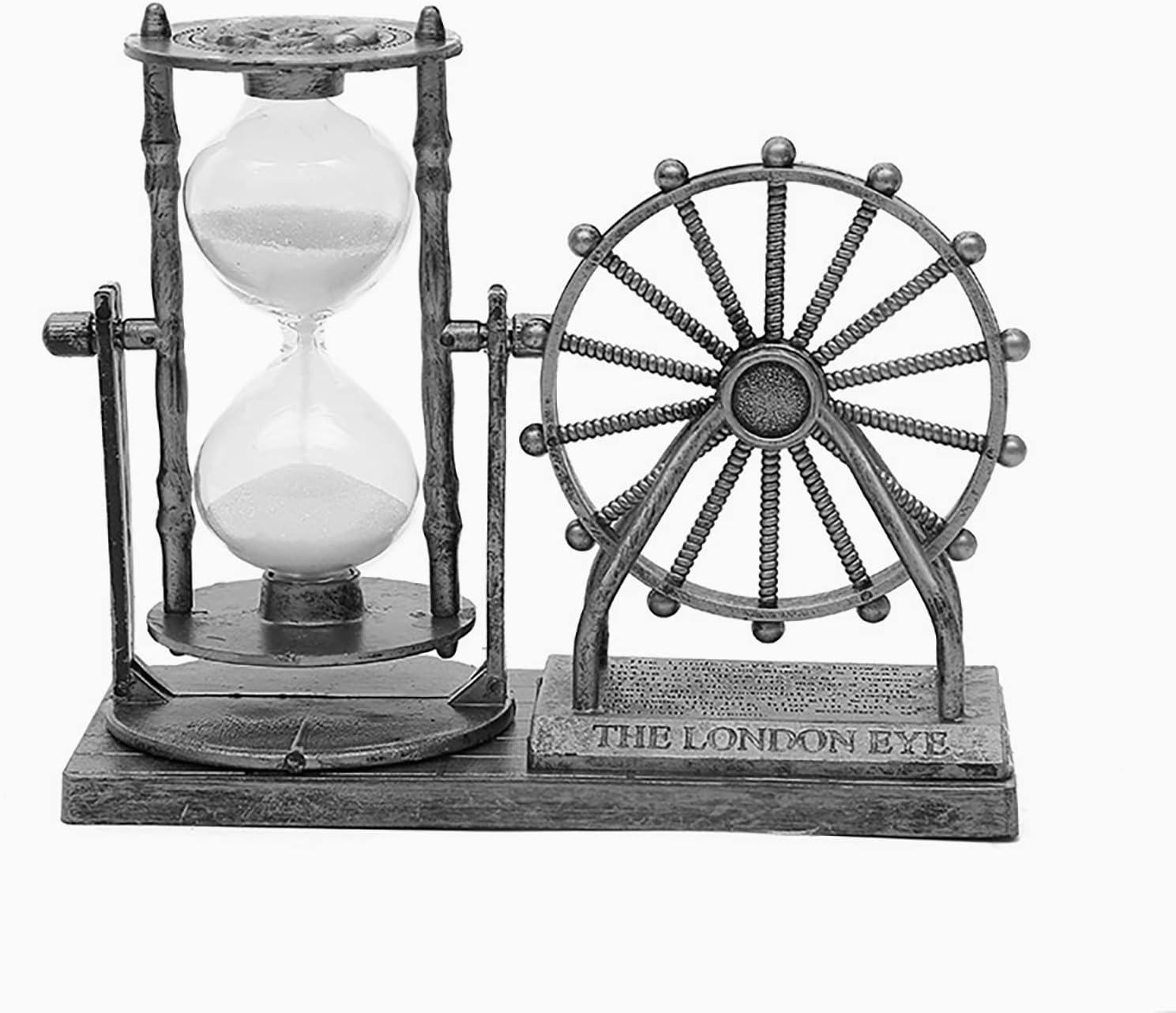 IUXROBU Ferris Wheel Hourglass Statue 6 Inch Silver