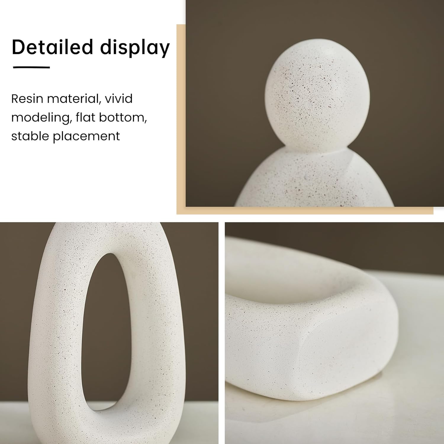 White Family of 3 Sculptures Modern Home Decor