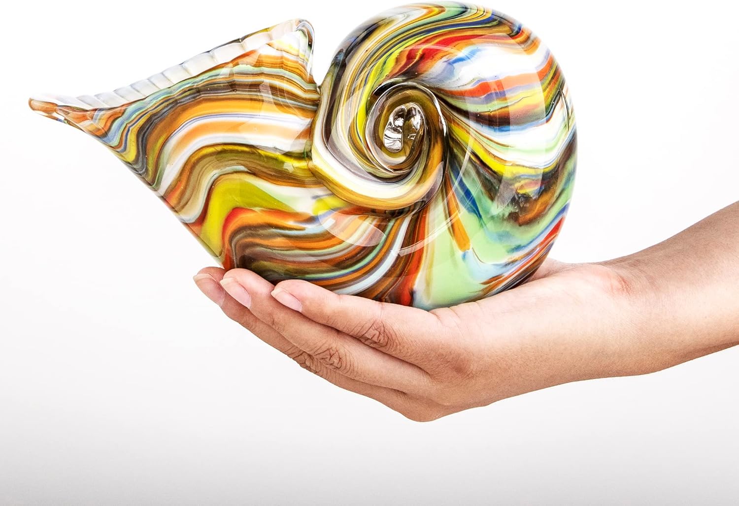 QFkris Multicolor Glass Nautilus Conch Figurine 1