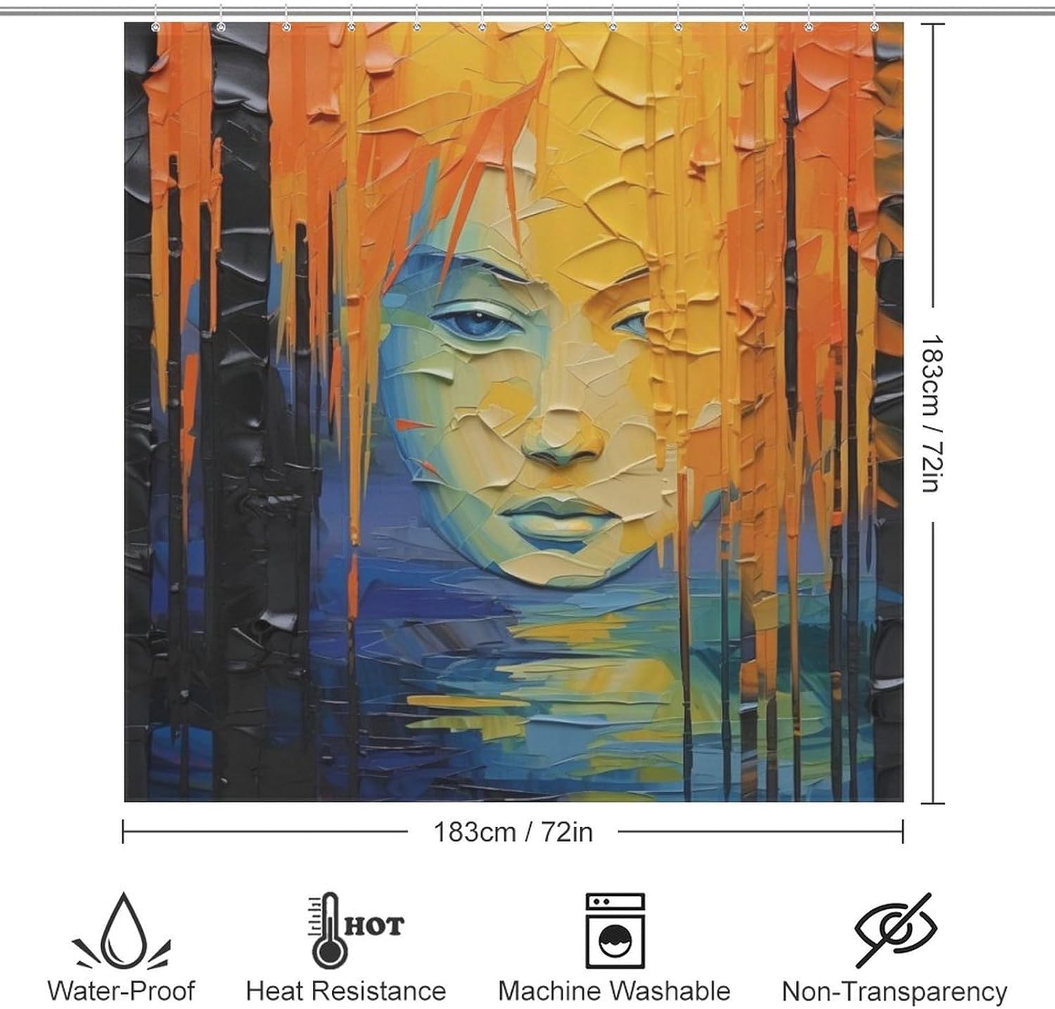 DAOWANGZUO Girls Face Shower Curtain Set