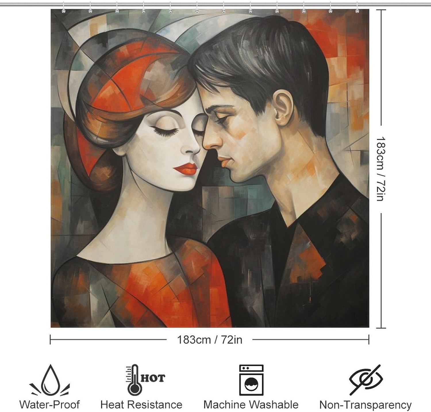 DAOWANGZUO Kissing Girl Shower Curtain Set 1