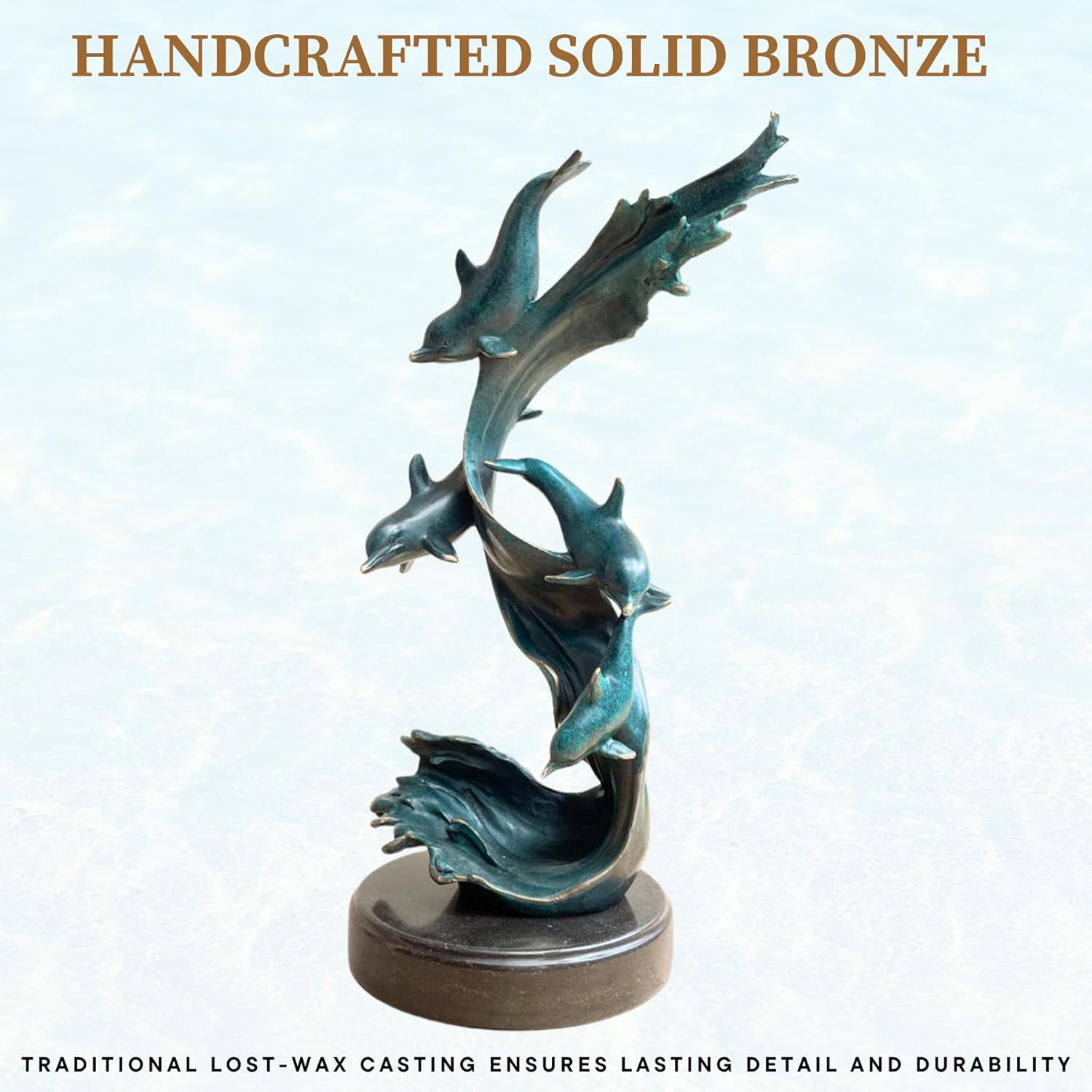 Bronze Dolphin Sculpture 185 Tall Handcrafted Dcor