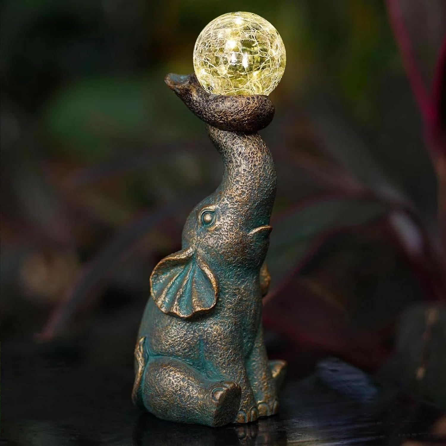 Solar Angel and Elephant Garden Statues - Outdoor Decor