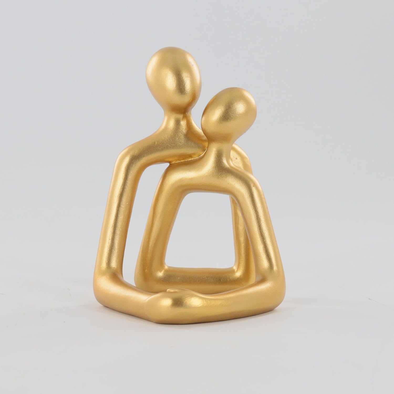 Abstract Hugging Couple Sculpture Gold Resin Home Decor