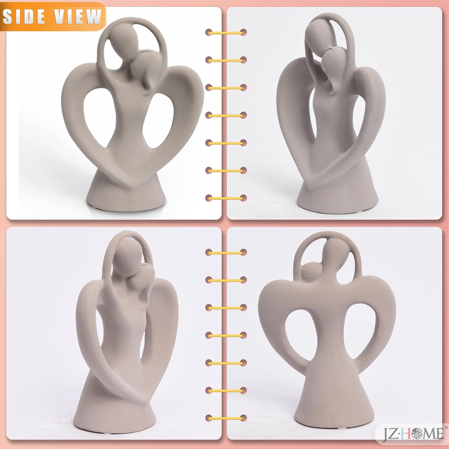 Abstract Kissing Lovers Ceramic Sculpture Gray