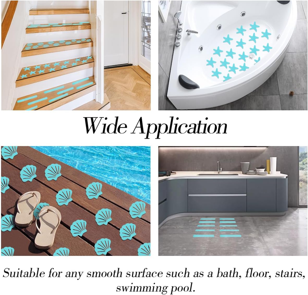 48PCS Bathtub Non-Slip Stickers Set with Scraper