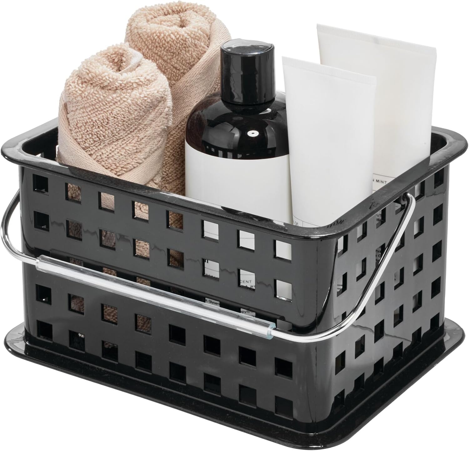 InterDesign Portable Shower Caddy with Black Plastic Basket and Carry Handle