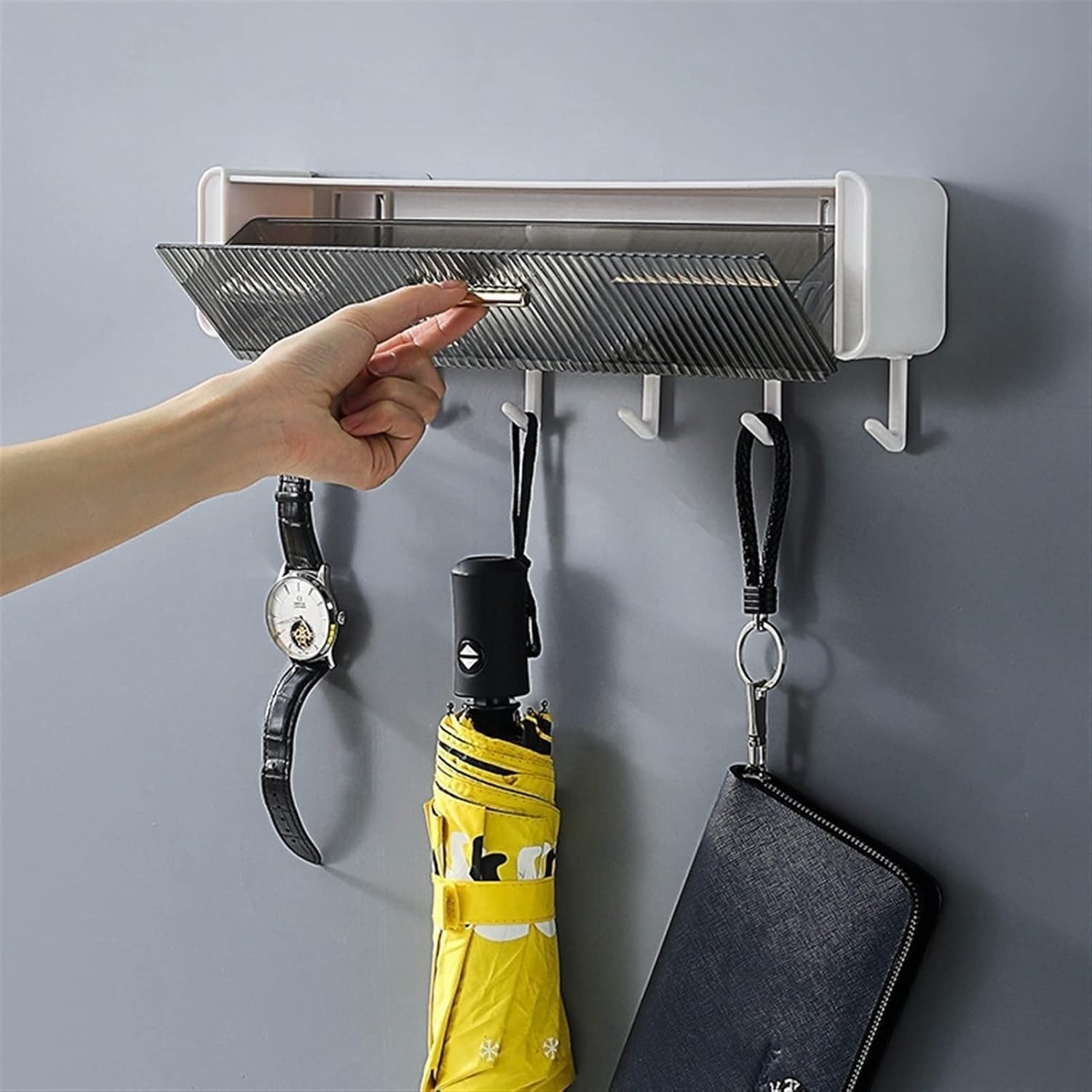 XUNTING Wall Hook with Drawer Storage Rack for Bathroom