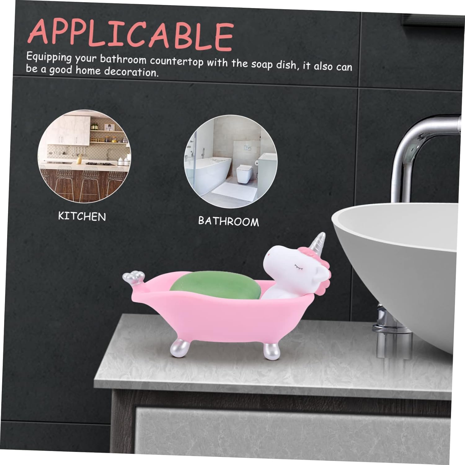 BESTYASH Cute Unicorn Soap Dish for Bathroom