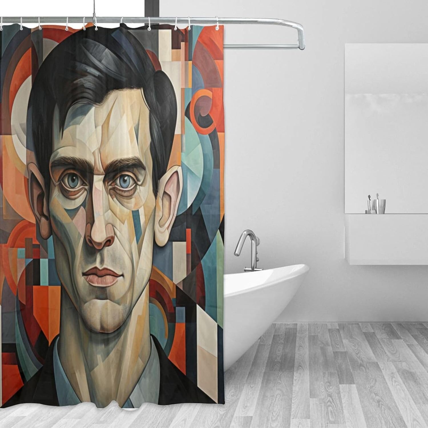 DAOWANGZUO Boy Shower Curtain Set with 12 Hooks 72x72in