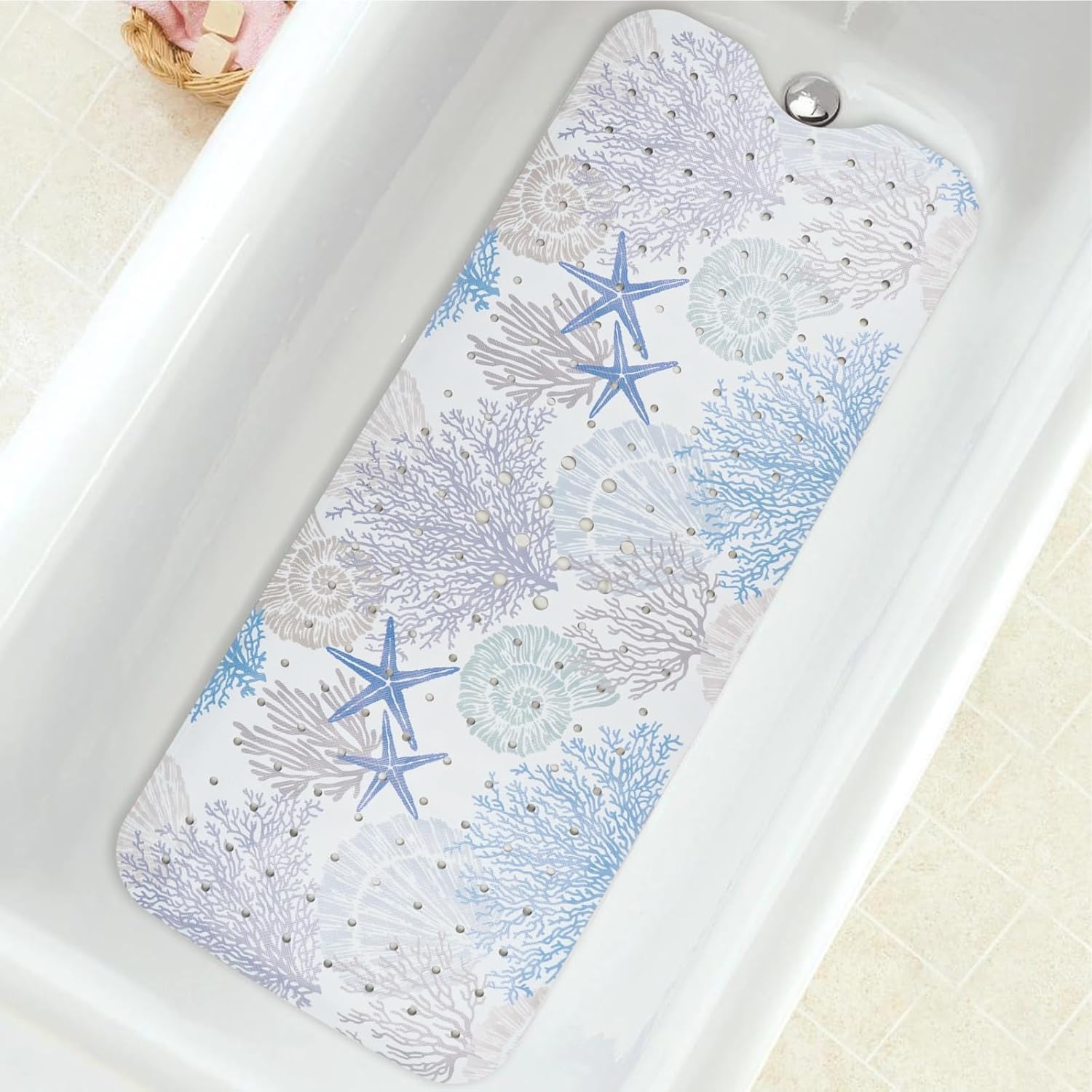 Non Slip Bathtub Mat with Suction Cups and Drain Holes 1