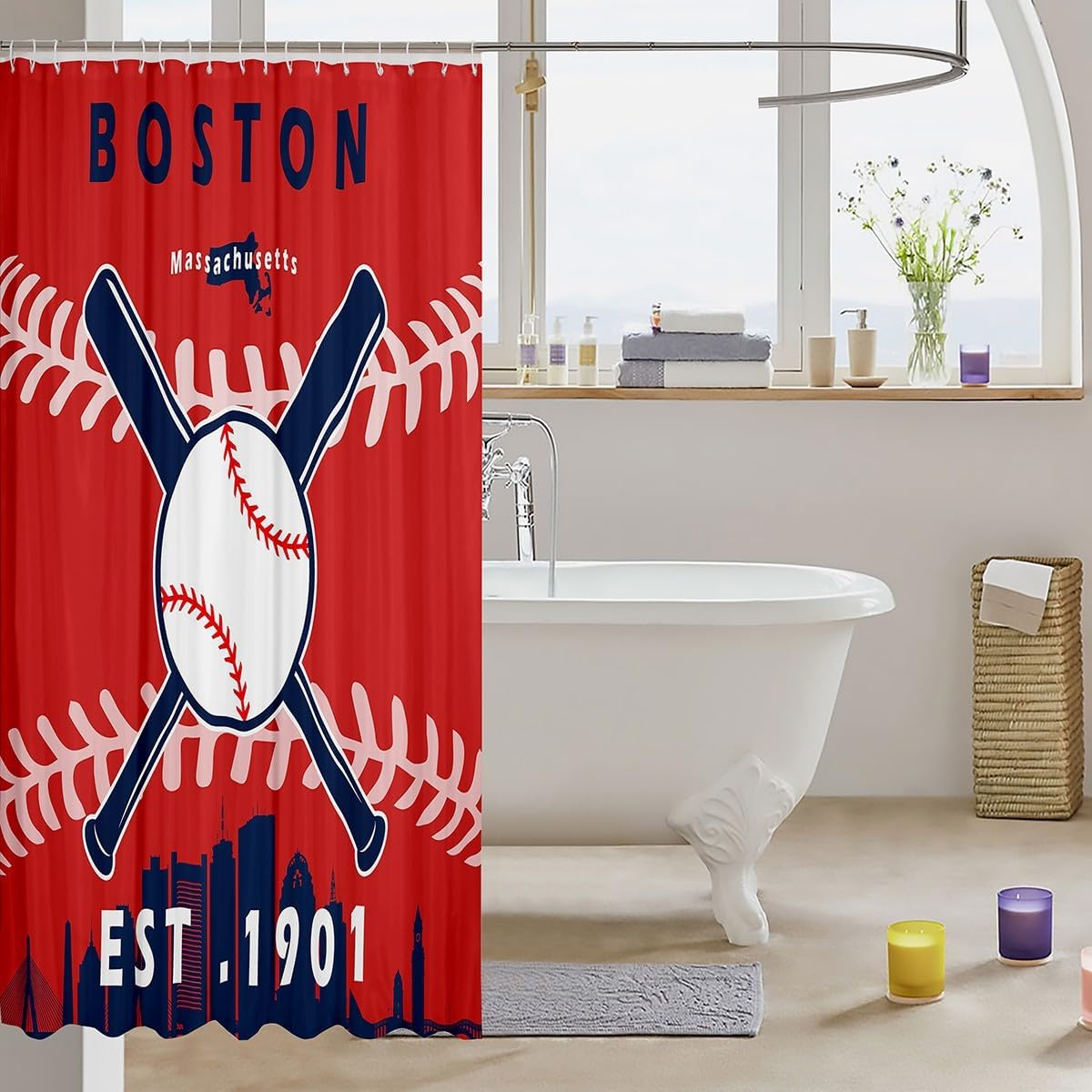 Erosebridal Baseball Shower Curtain 72x72 inch