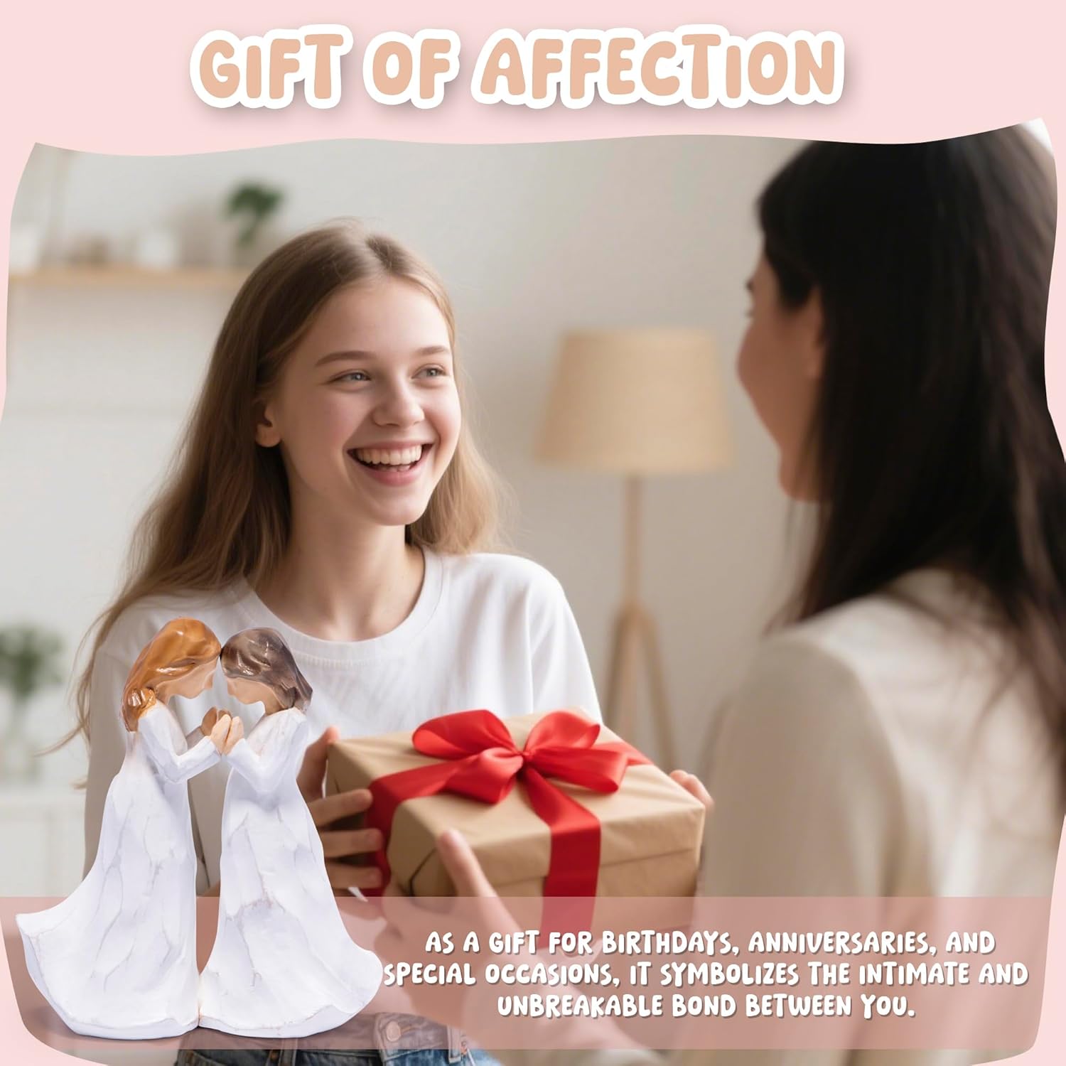 Hodao Handcrafted Sisterhood Friendship Figurine - White Wooden-Effect Sculpture