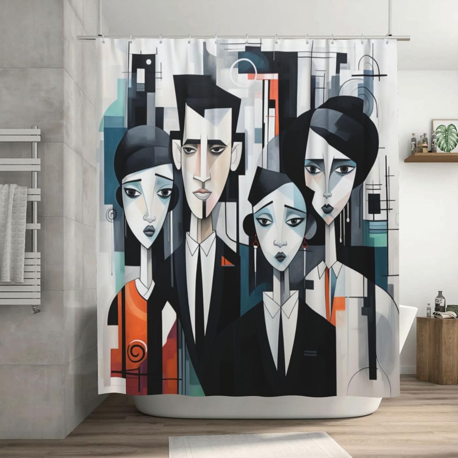Sad Boy Shower Curtain Set with 12 Hooks 72x72in 1