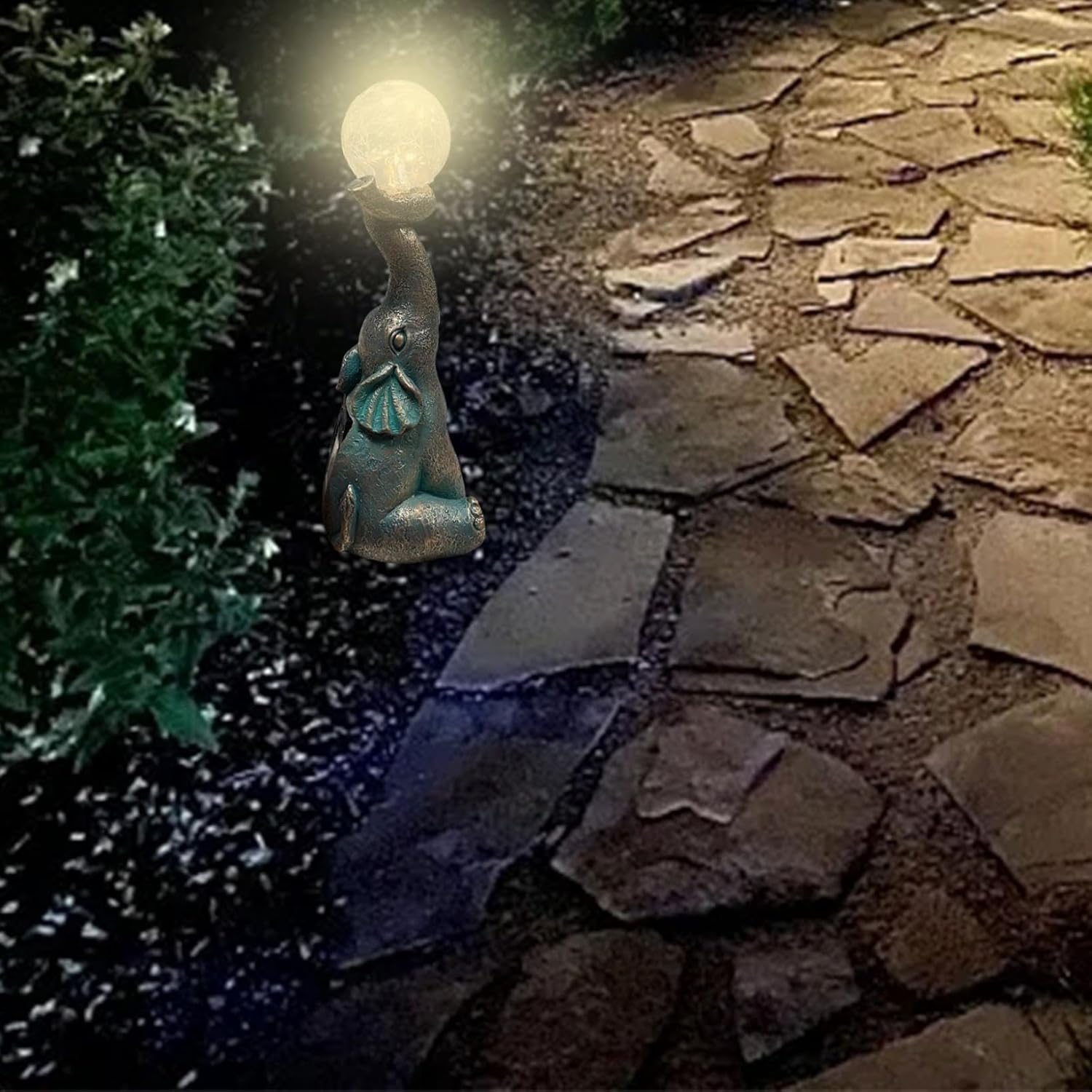 Solar Angel and Elephant Garden Statues - Outdoor Decor