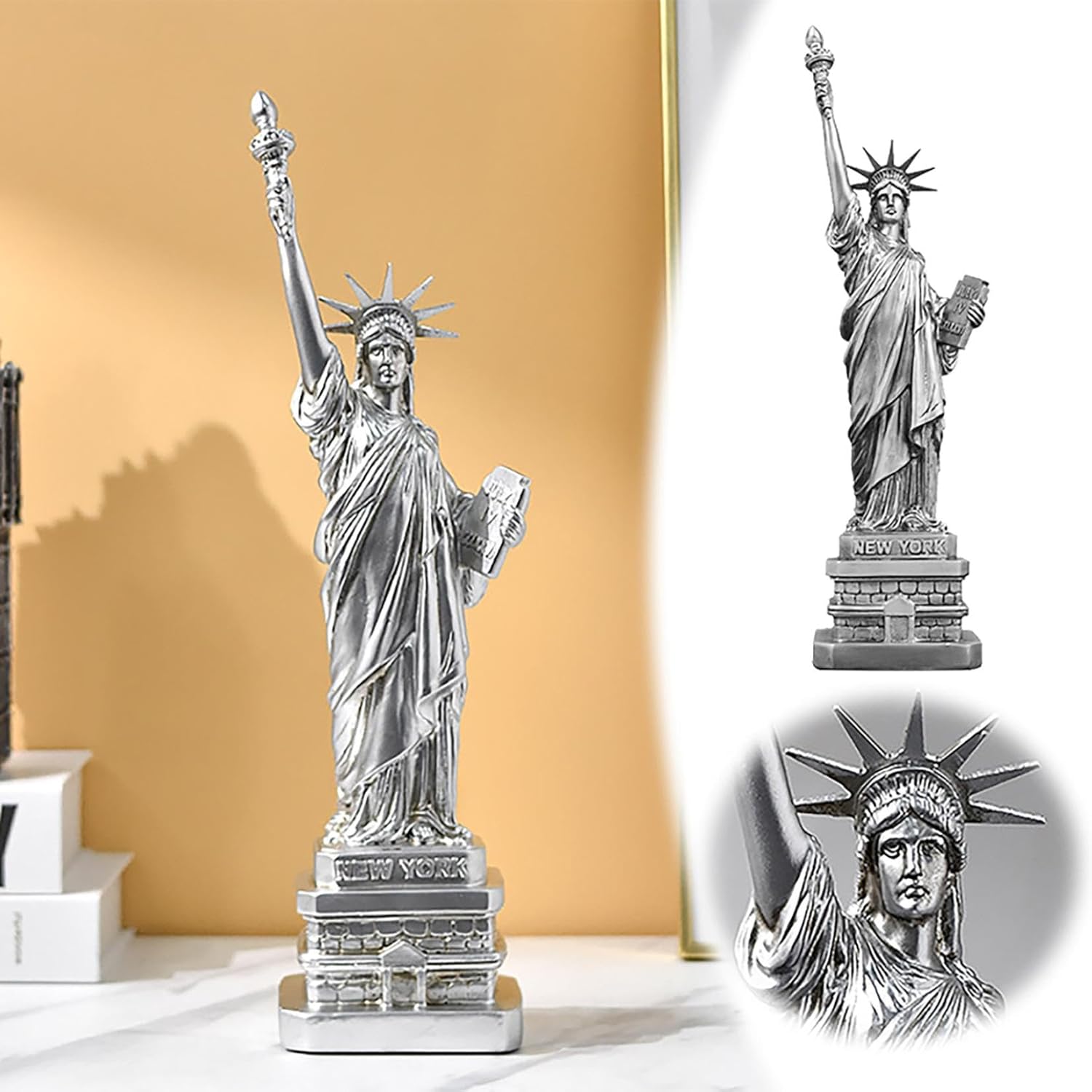 Elegant Statue of Freedom Women God Resin Ornament Silver 1