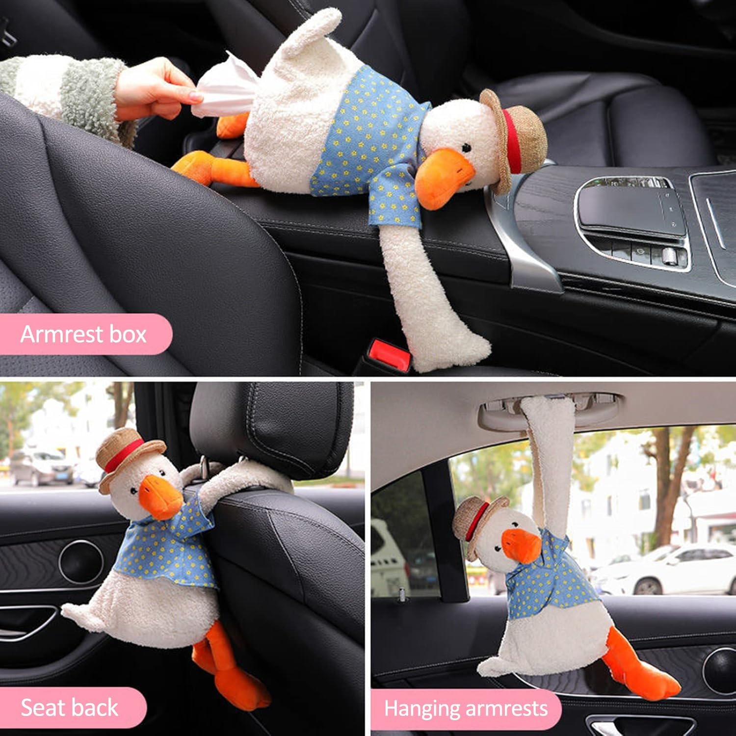 DULRLLY Cute Duck Butt Tissue Holder for Car