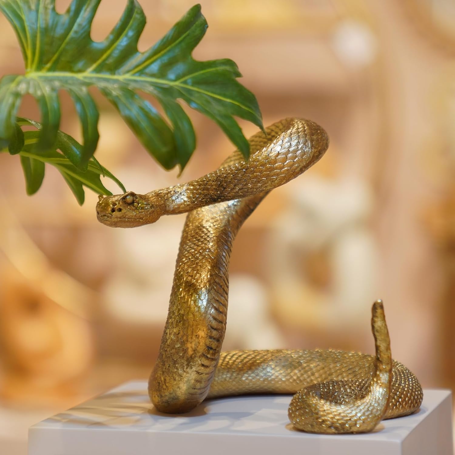 Guichifun Gold Resin Snake Statue - Chinese New Year Home Decor